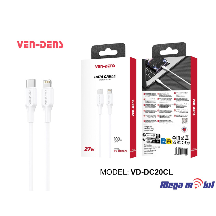 Data Kabel iPhone PD FAST VD-DC20CL 27W 1m white