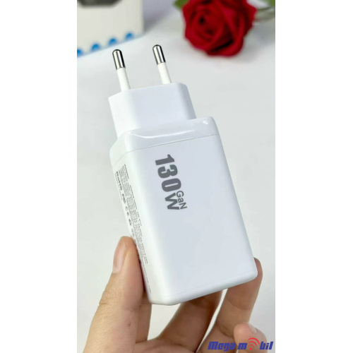 Polnac 220V Univerzalen HX-P14 2XPD+1USB GaN, PPS, PD 3.0, QC 3.0, 130W white