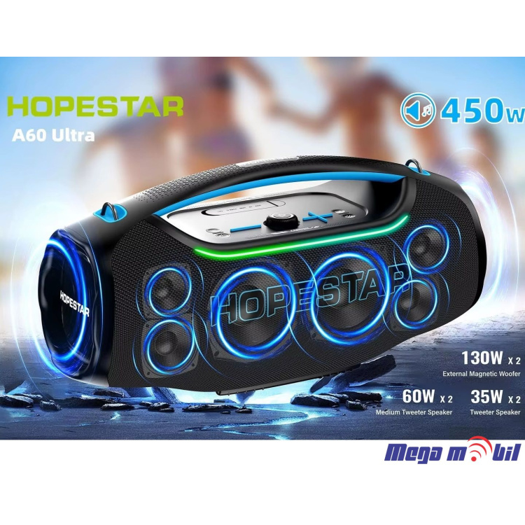 Zvucnik Bluetooth Karaoke Hopestar A60 ULTRA so 1 mikrofon black