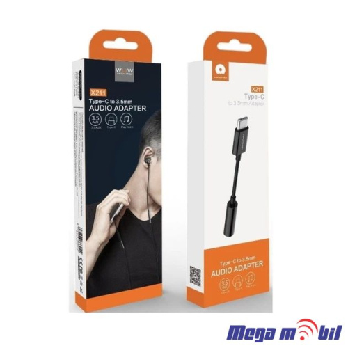 Kabel Type C na 3.5mm WUW-X211 Samsung/iPhone za slusalki black
