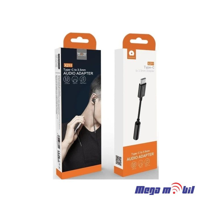 Kabel Type C na 3.5mm WUW-X211 Samsung/iPhone za slusalki black