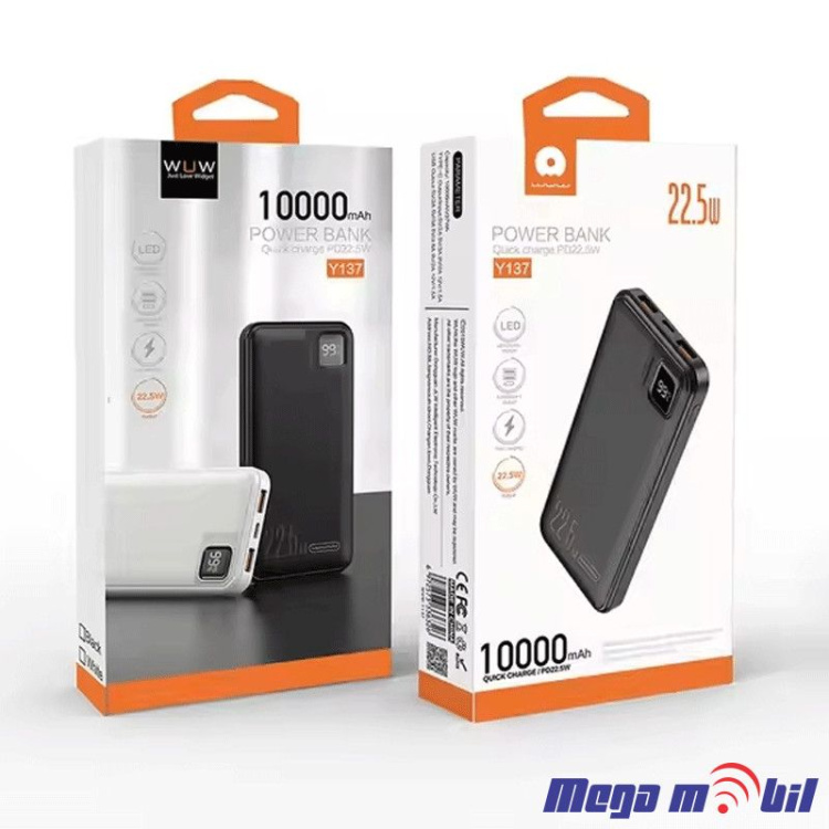 Baterija eksterna 10000mAh WUW-Y137 FAST+PD 22.5W black