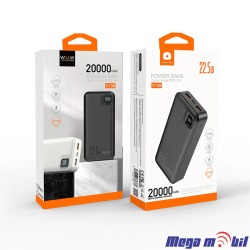 Baterija eksterna 20000mAh WUW-Y138 FAST+PD 22.5W black