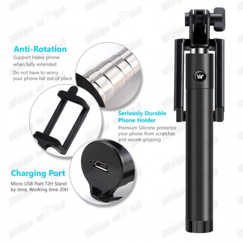 Selfie Stick Bluetooth Locust black.