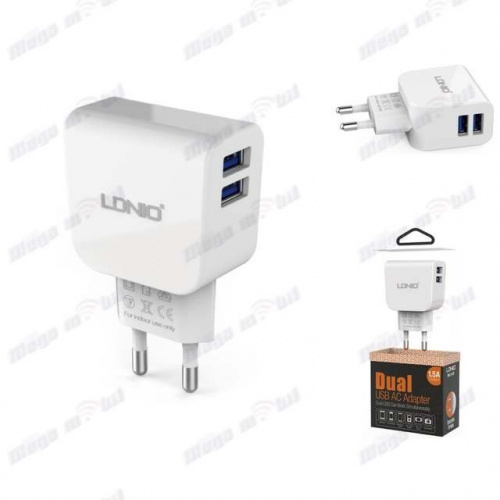 Polnac 220V iPhone LDNIO DL-AC56 2xUSB 5V 2.1A white