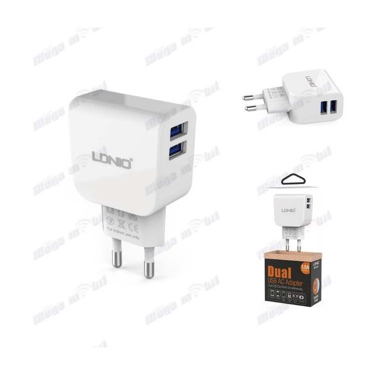 Polnac 220V iPhone LDNIO DL-AC56 2xUSB 5V 2.1A white