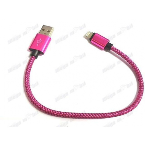 Data Kabel iPhone Metal connector 20 cm pink.